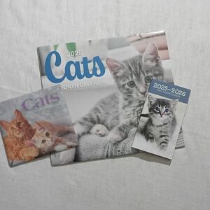 3 Cat Lot  2025-2026 Pocket Planner 16 Month + Mini Calendar